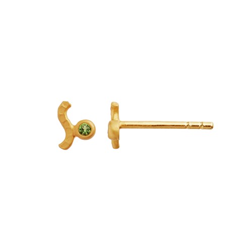 Stine A Petit Wave Earring Gold with Stone -Olive, ørering